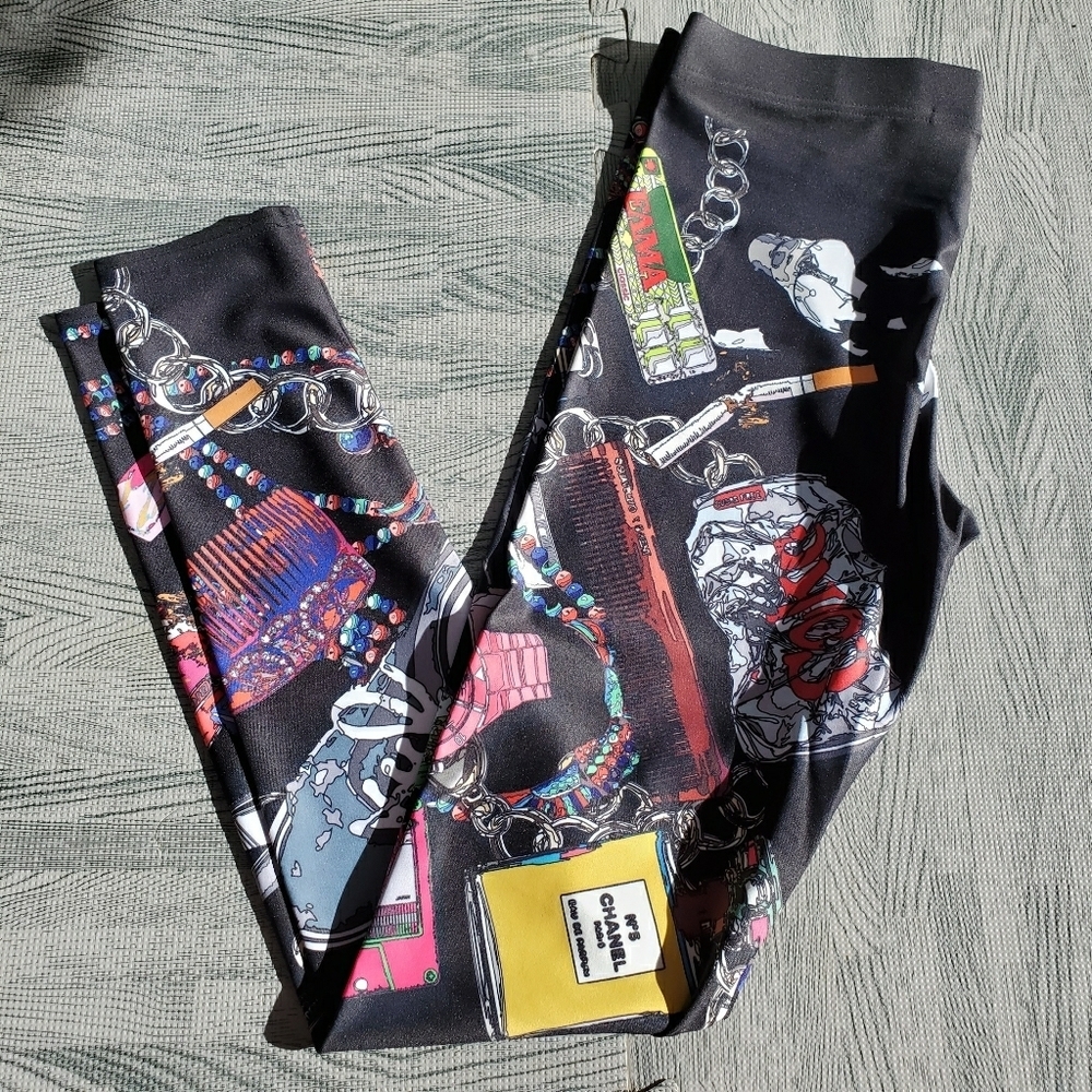 Ostroy black fashion Leggings NYC Yoga fitness cycling urban decay sz Small New
